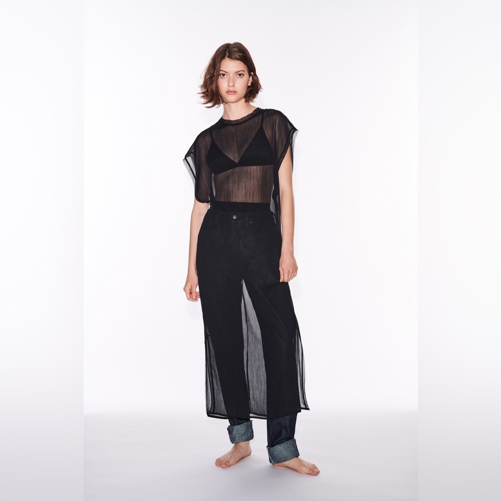 NWT ZARA Black Sheer Tunic